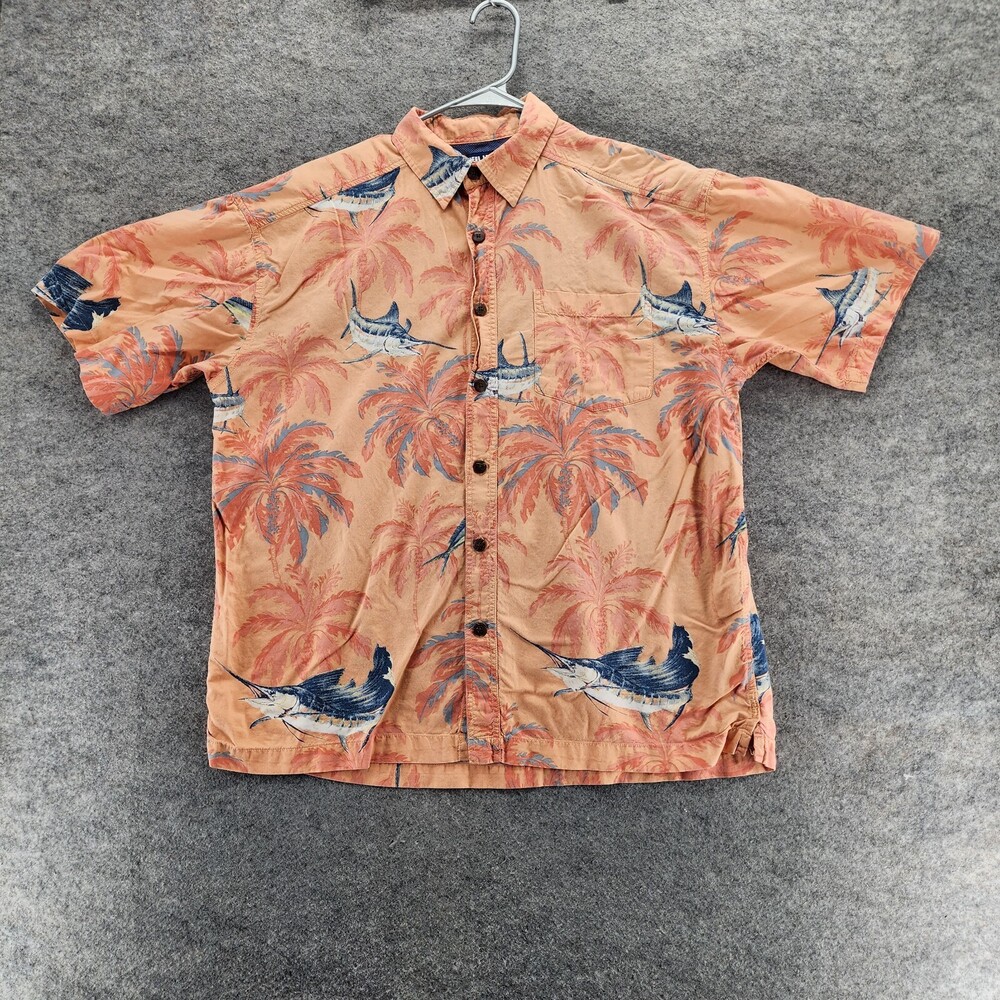 Reel Legends Fishing Shirt Mens Large Short Sleeve Orange Marlins
